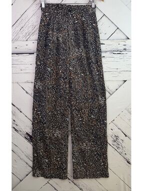 Boohoo Y2K Streetwear Marbled Abstract Wide Leg High-Waisted Print Pants Women 4